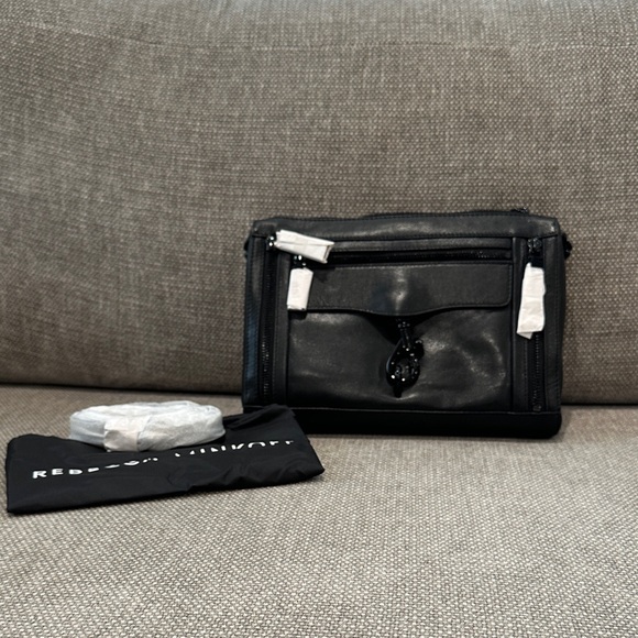 Rebecca Minkoff Handbags - Rebecca Minkoff MAC Leather Crossbody with Zips - Black Shellac